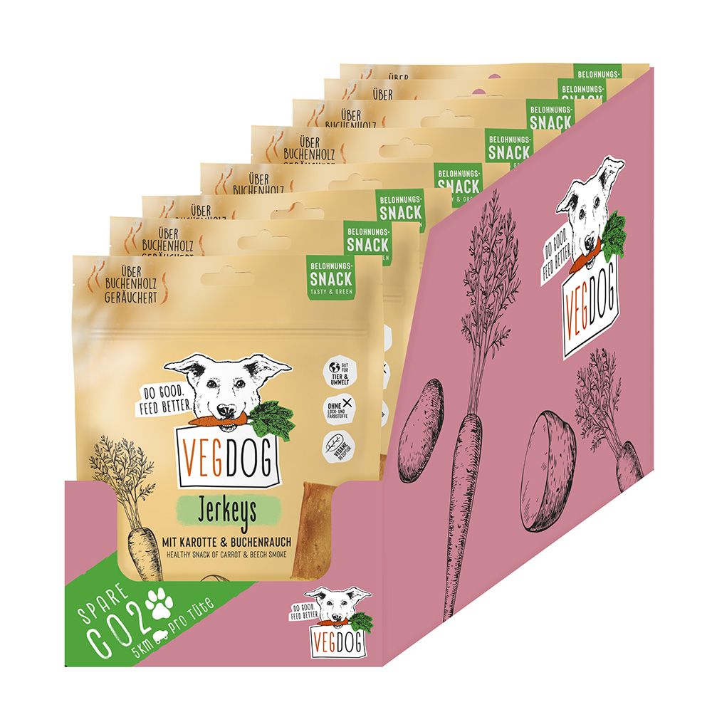 Vegdog - Jerkeys mit Karotte & Buchenrauch - 9 x 80g - 2