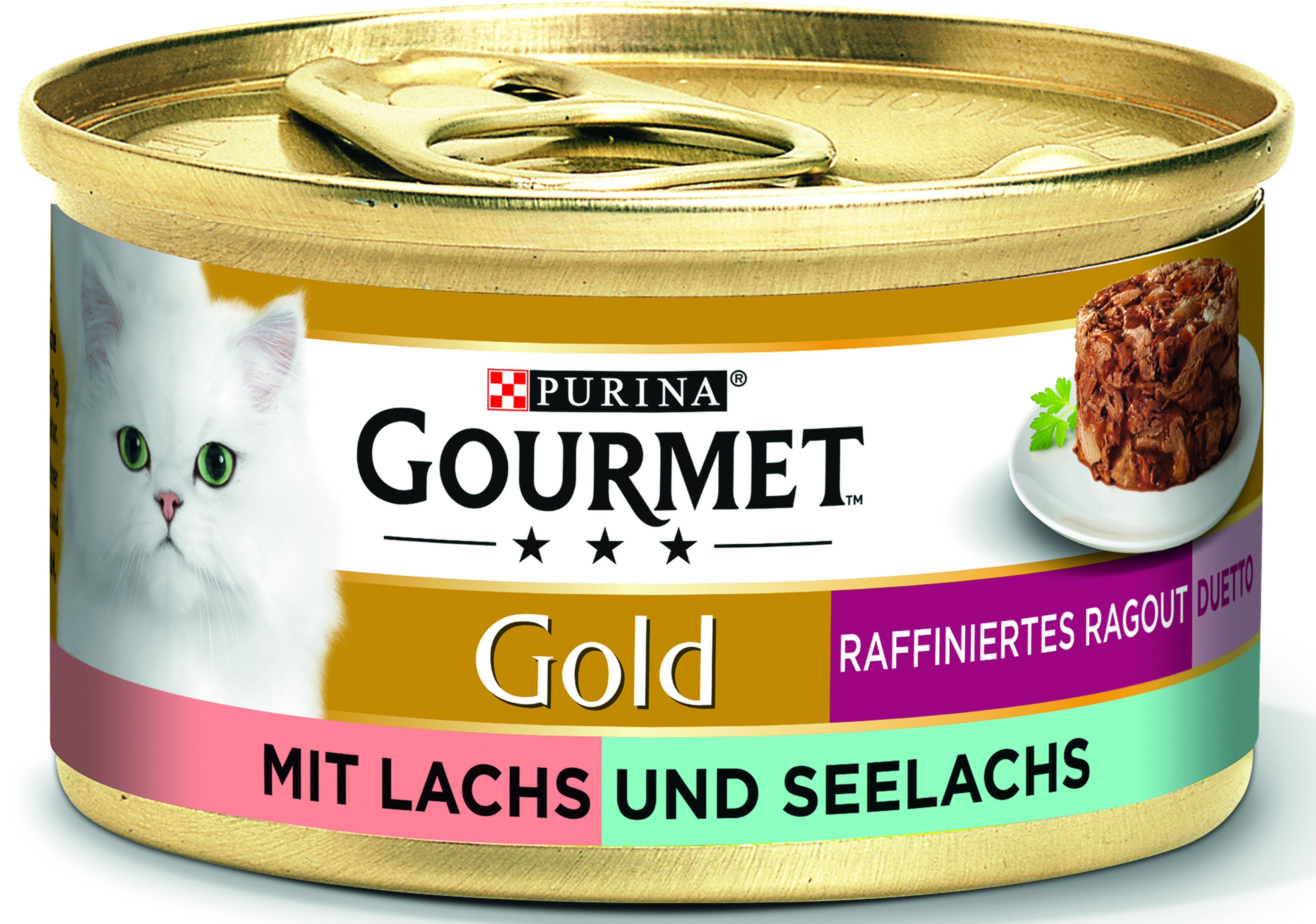 Gold Raffiniertes Ragout Duetto mit Lachs und Seelachs