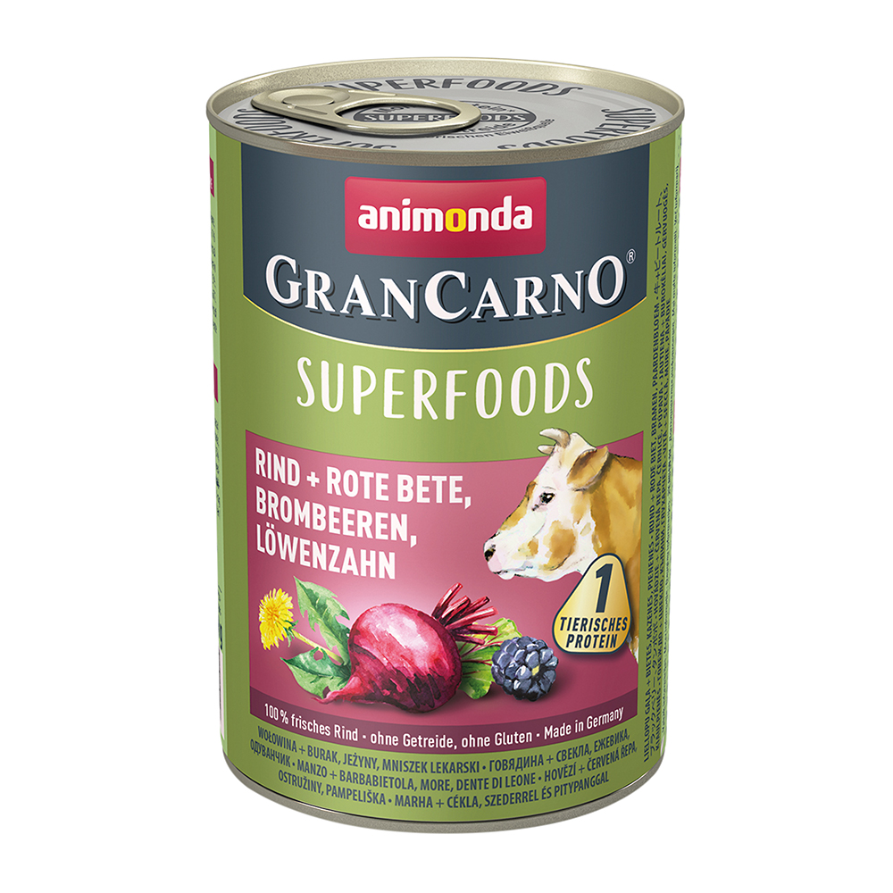 Superfoods mit Rind, Rote Beete, Brombeeren & Löwenzahn