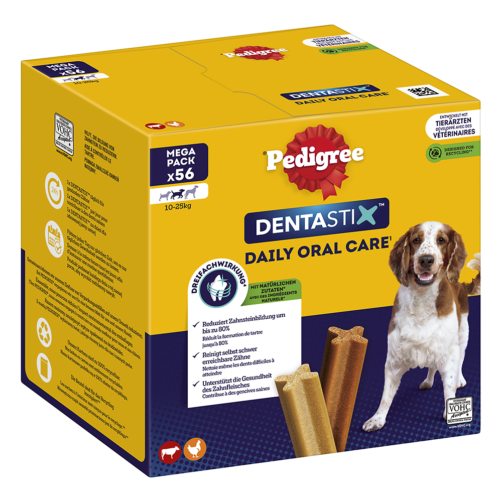 Pedigree - Dentastix Tägliche Zahnpflege Big Pack für mittelgroße Hunde 56 Stück - 1 x 1.46 kg - 1
