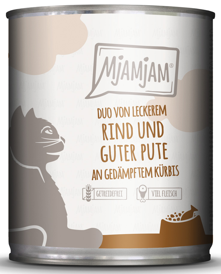 DUO von leckerem Rind & guter Pute an gedämpftem Kürbis