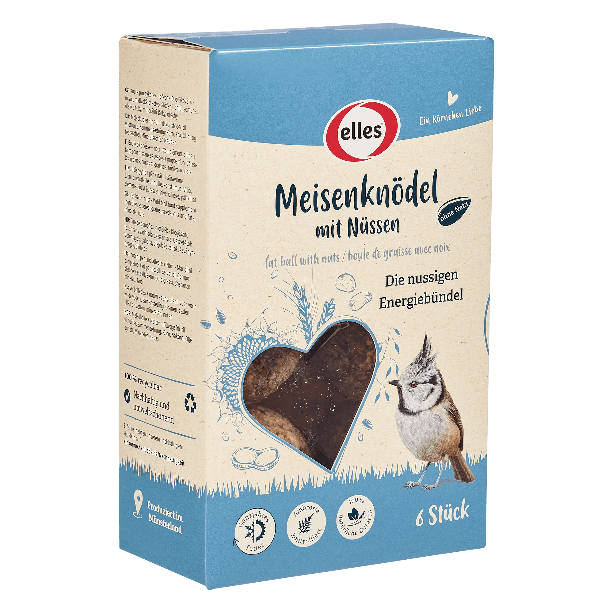 elles - Meisenknödel ohne Netz mit Nüssen 6 Stück - 6 x 540 g - 4