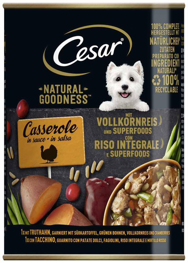 Cesar - Natural Truthahn Reis und Superfoods - 6 x 400g - 2