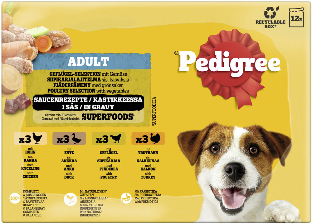 Pedigree - Multipack 4x Geflügel in Sauce - 4 x 12X100g - 4