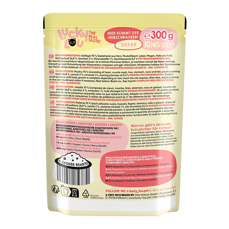 Lucky Lou - Kitten Geflügel - 6 x 300 g - 3