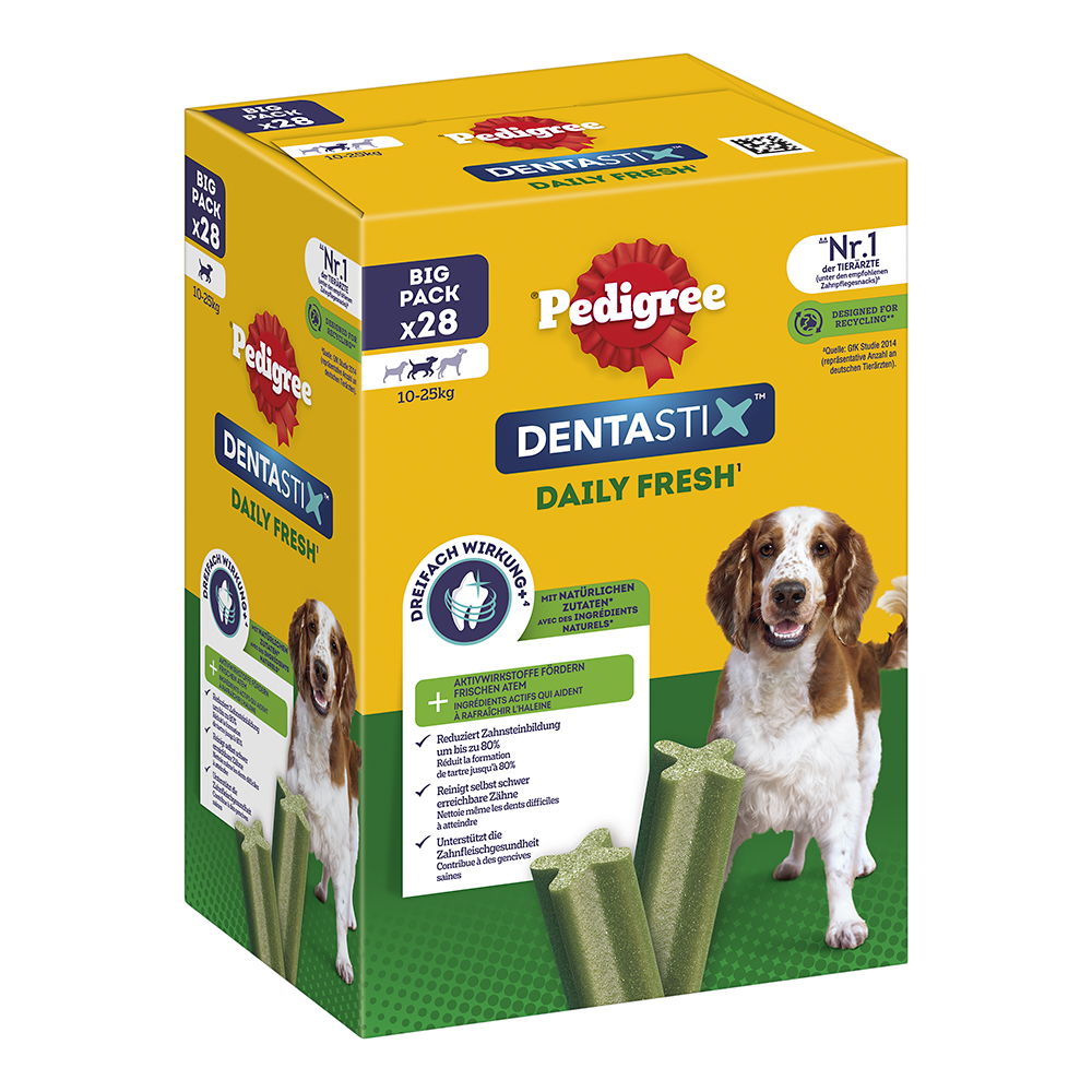 Pedigree - Dentastix Tägliche Frische Multipack für mittelgroße Hunde 4x7 Stück - 1 x 720 g - 1