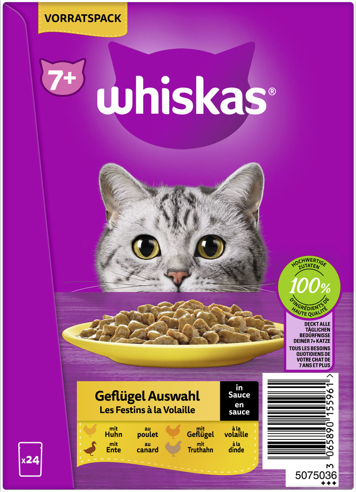 Whiskas - Whiskas Multipack 7+ Geflügel Auswahl in Sauce - 2 x 24X85g - 4