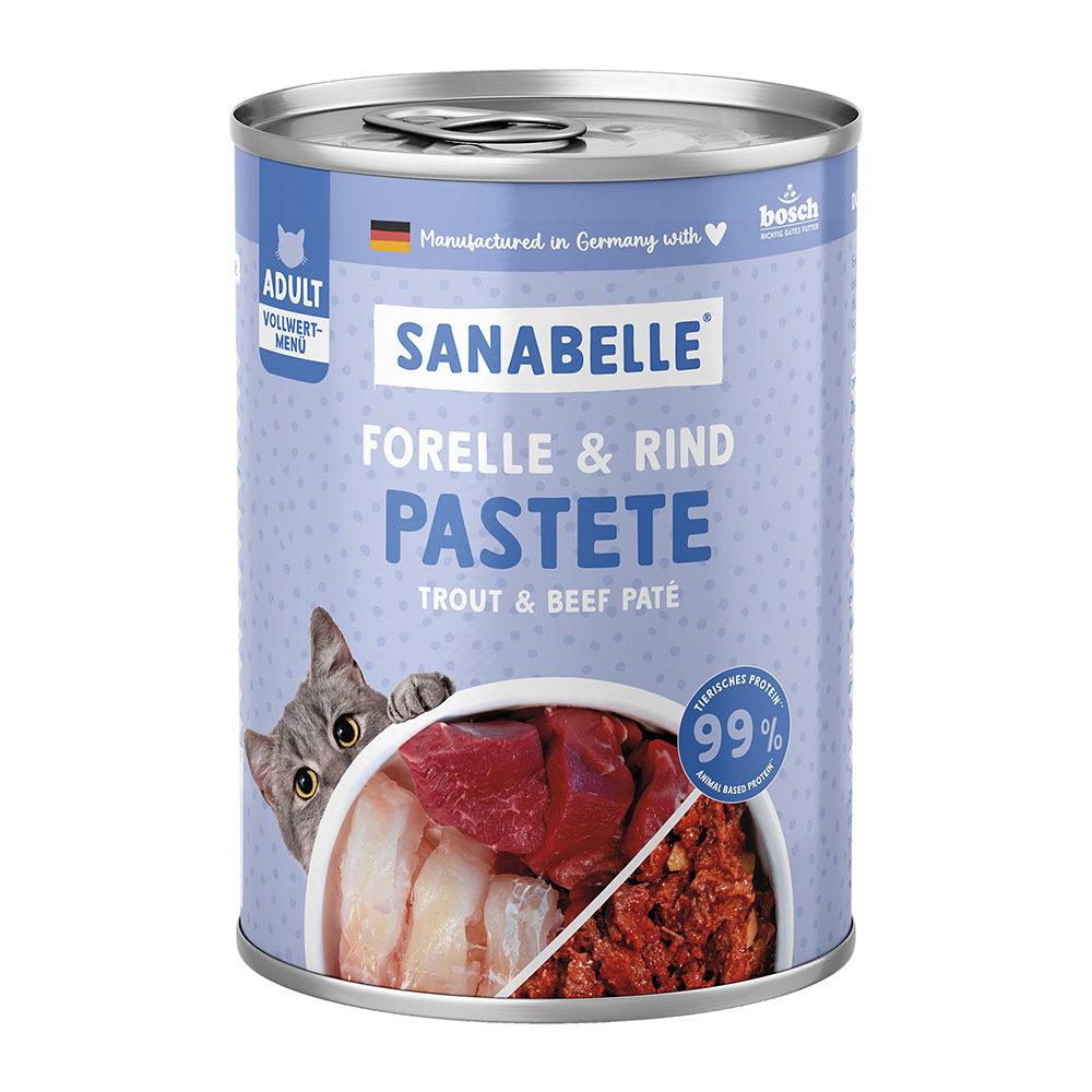 Sanabelle - Forelle & Rind + Lachsöl - 6 x 400 g - 1