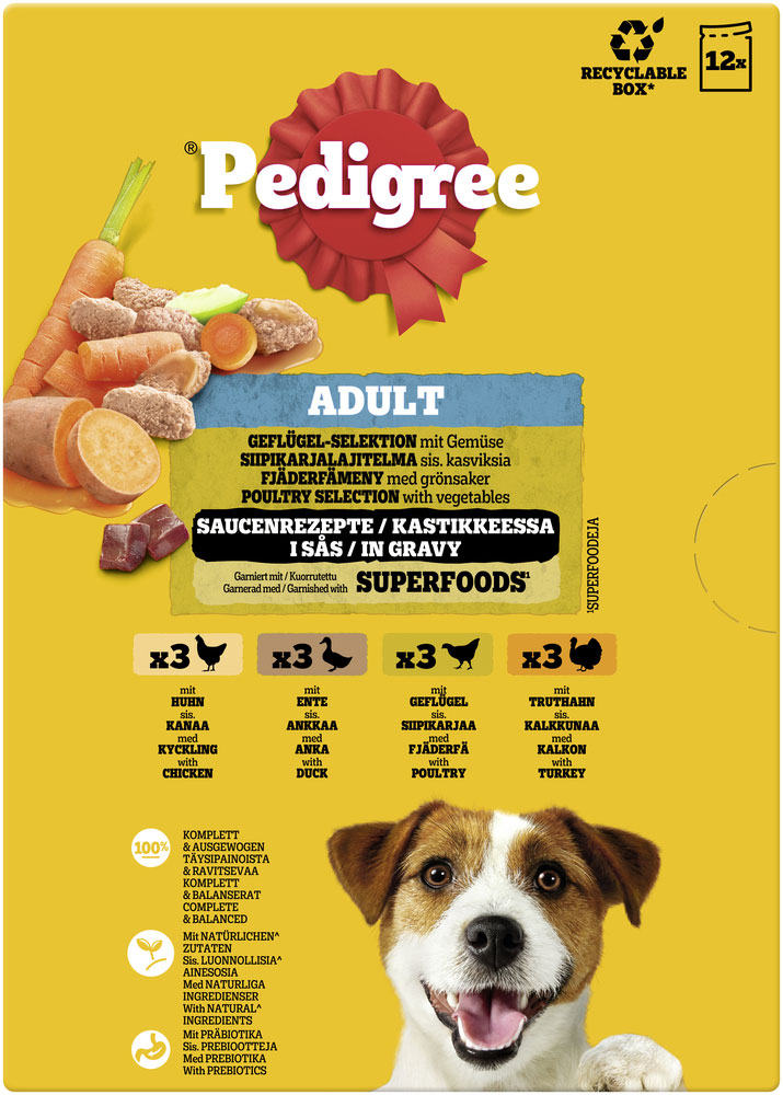Pedigree - Multipack 4x Geflügel in Sauce - 4 x 12X100g - 5