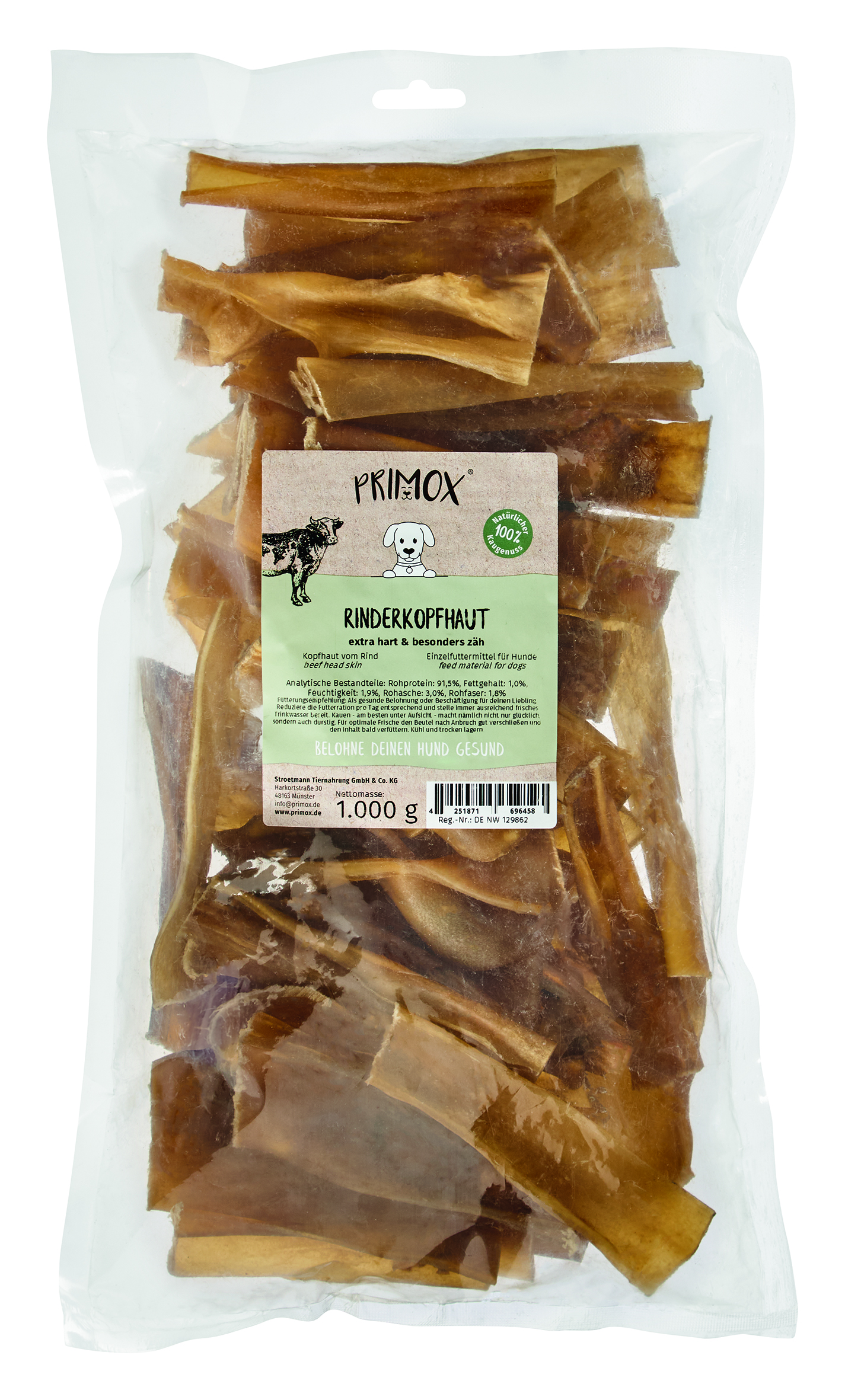 Primox - Rinderkopfhaut 1000g - 1 x 1 kg - 1
