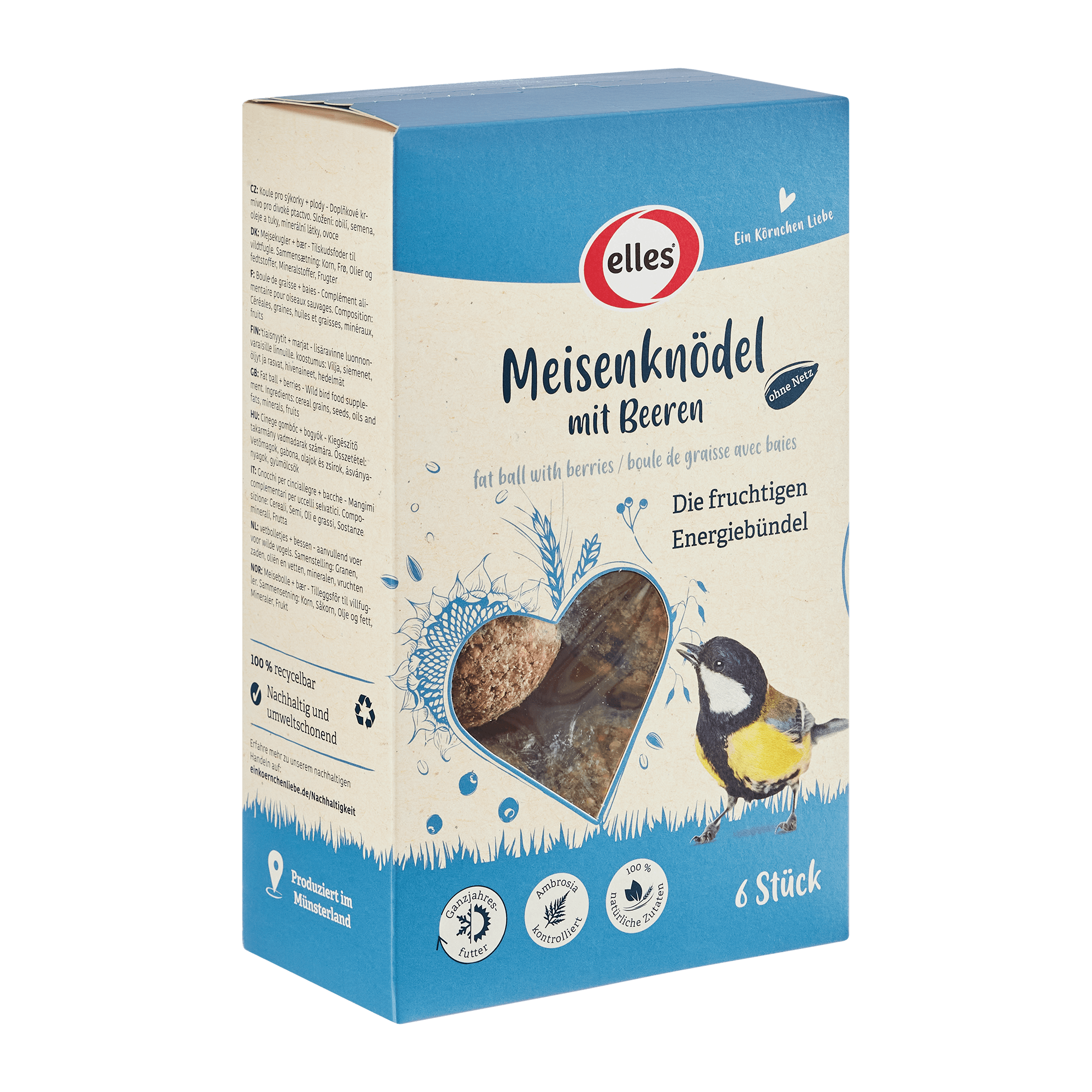 elles - Meisenknödel ohne Netz mit Beeren 6 Stück - 1 x 540 g - 3