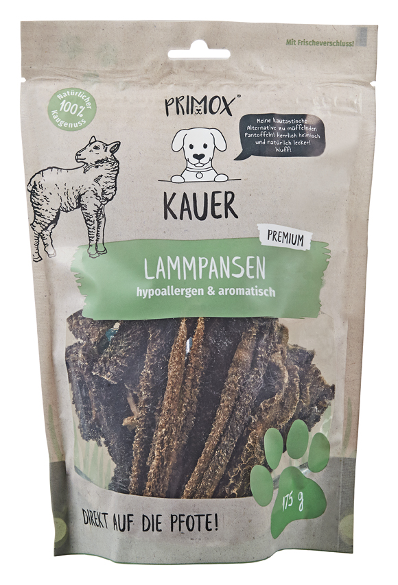 Primox Kauer Lammpansen 175 g im Beutel hypoallergen & aromatisch Primox Kauer Lammpansen 175 g im Beutel hypoallergen & aromatisch
