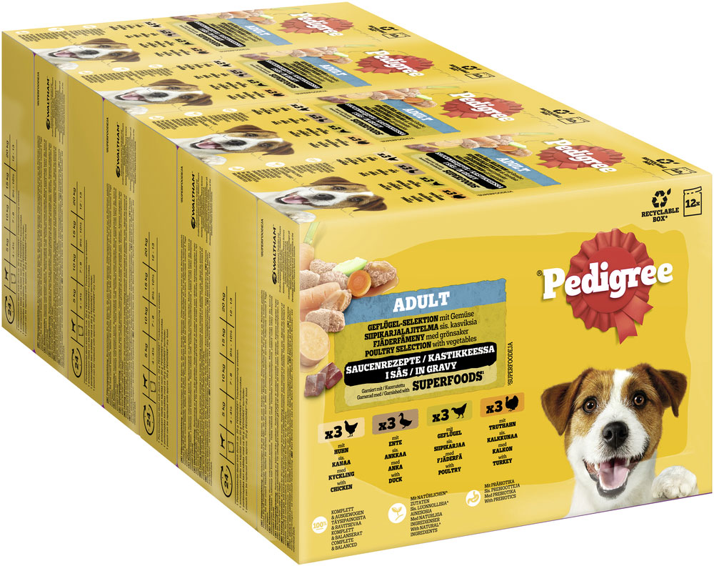 Pedigree - Multipack 4x Geflügel in Sauce - 4 x 12X100g - 2