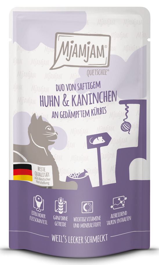 Quetschie - DUO von saftigem Hühnchen & Kaninchen an gedämpftem Kürbis 125g