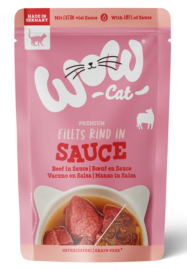 WOW CAT - Rind in Sauce - 8 x 85 g - 1