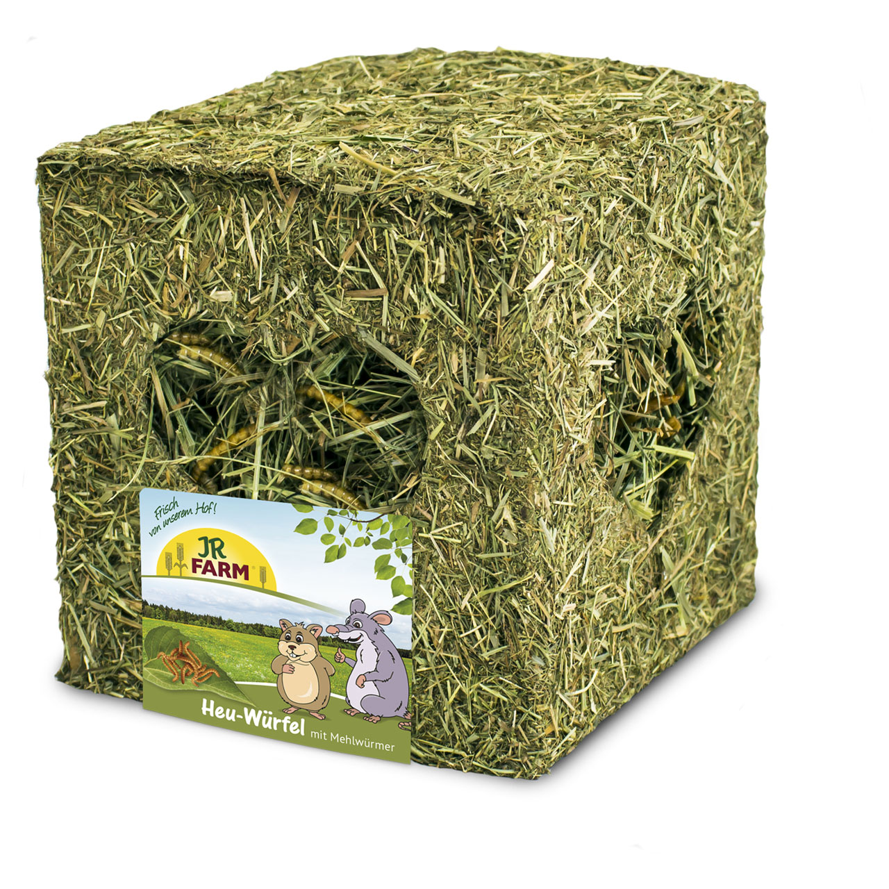 JR Farm - Heu- Würfel klein mit Mehlwürmern - 6 x 125g - 1
