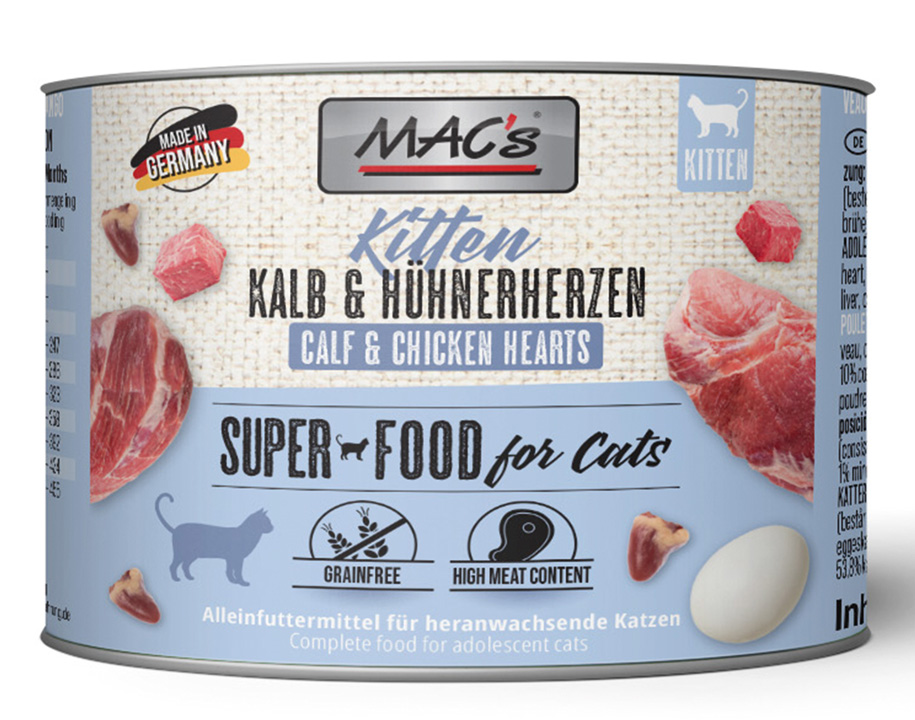 MAC´s - CAT Kitten Kalb & Hühnerherzen - 6 x 200 g - 1