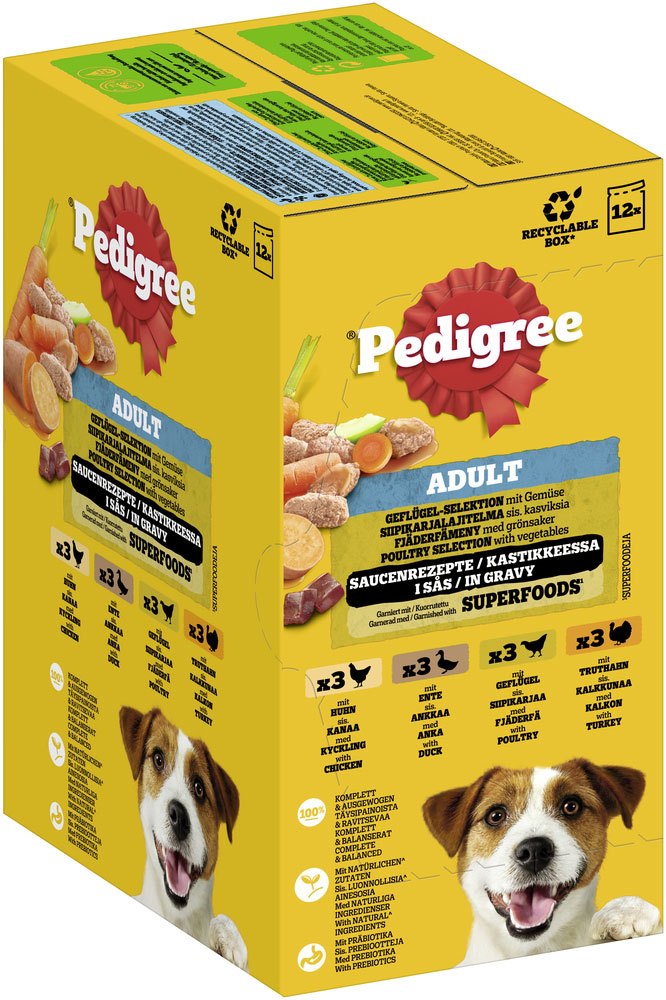 Pedigree - Multipack 4x Geflügel in Sauce - 4 x 12X100g - 4