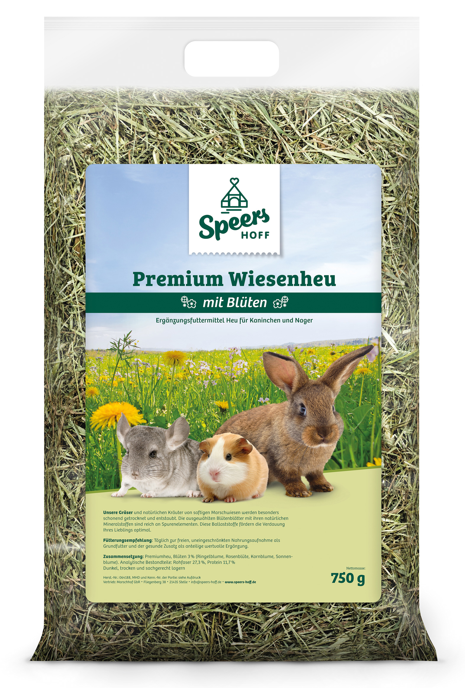 Speers/Marschhof - Premiumheu mit Blüten - 1 x 750g - 1
