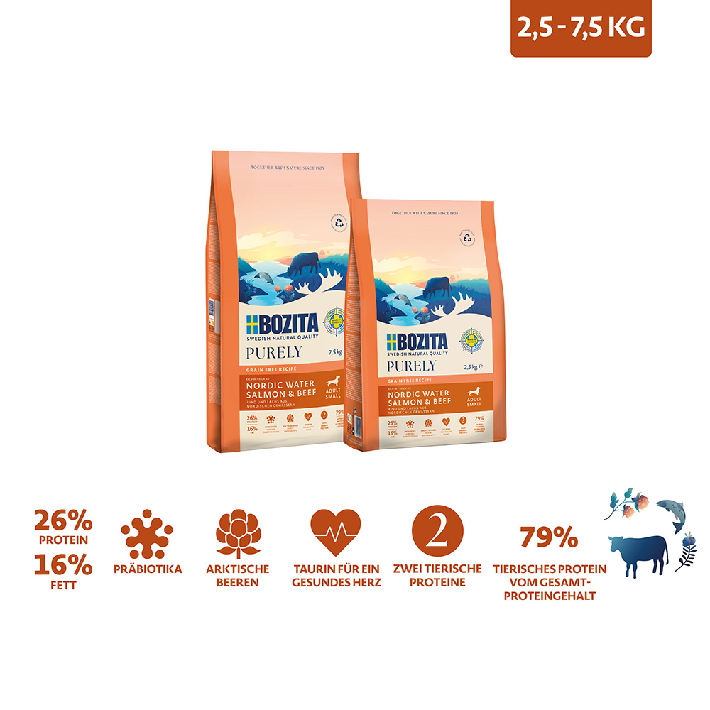 Bozita - Purley Adult klein Lachs & Rind - 1 x 7.5 kg - 2
