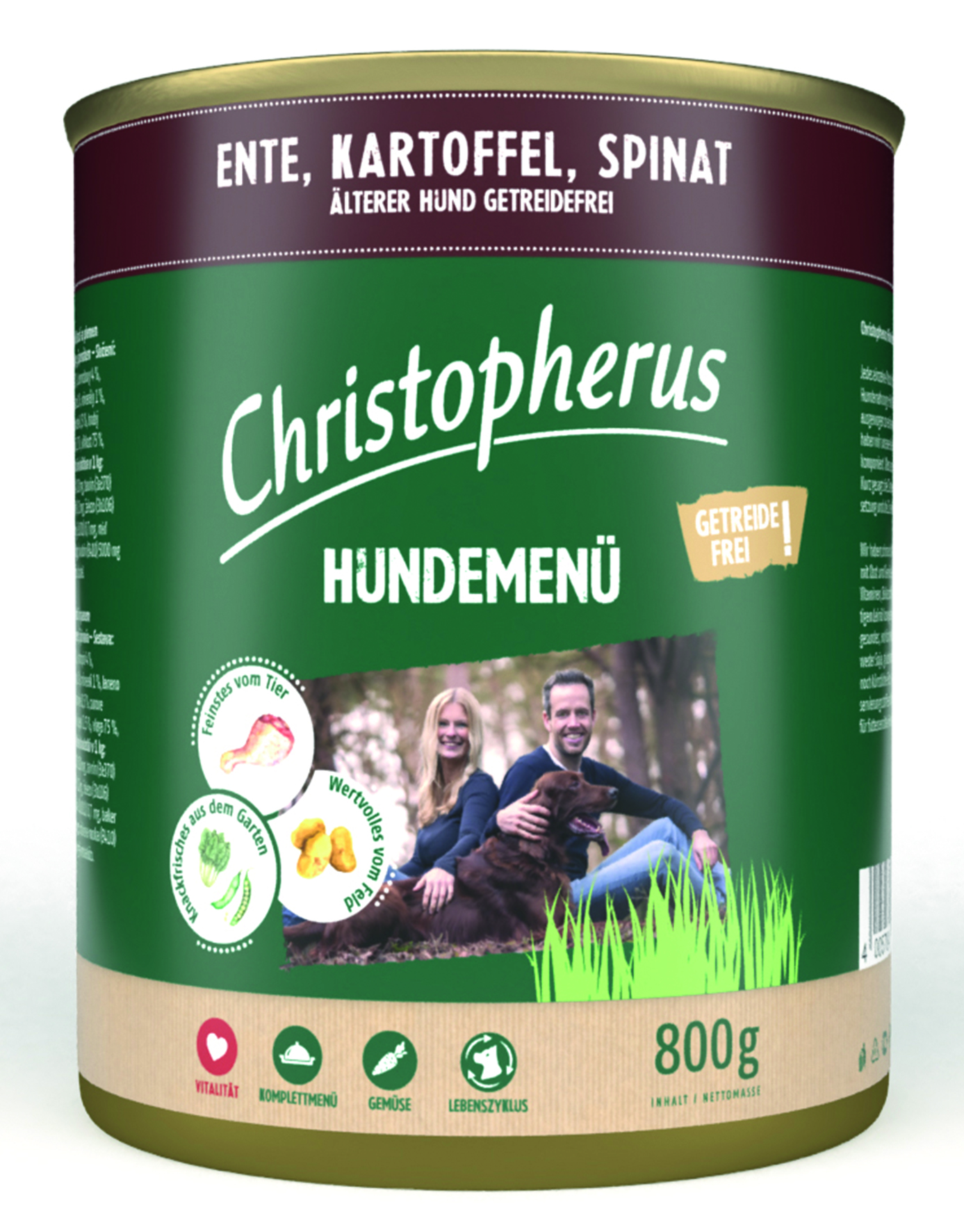 Senior mit Ente, Kartoffel, Spinat