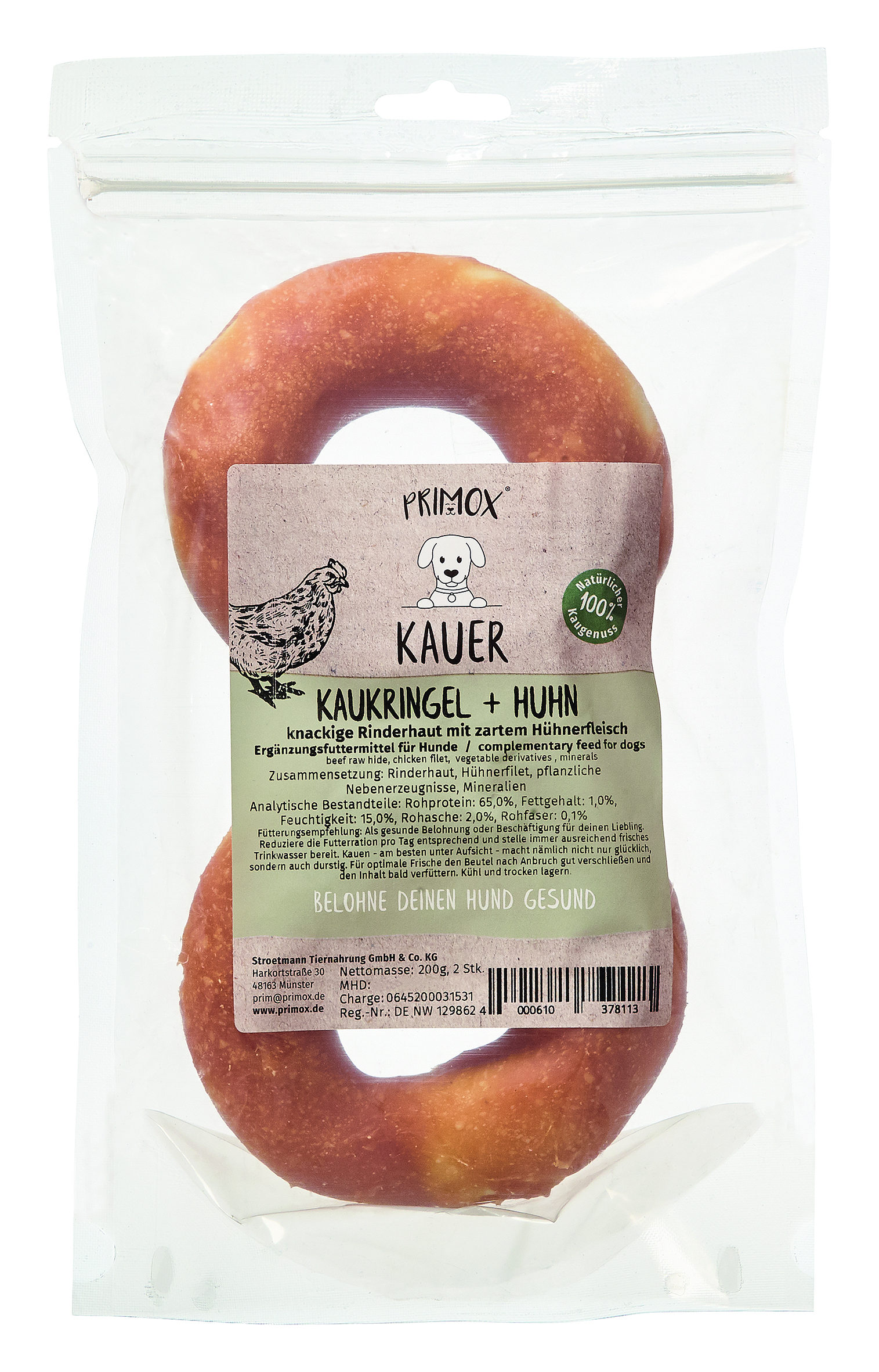 Primox - Kaukringel mit Huhn 200g - 4 x 0.2 kg - 1