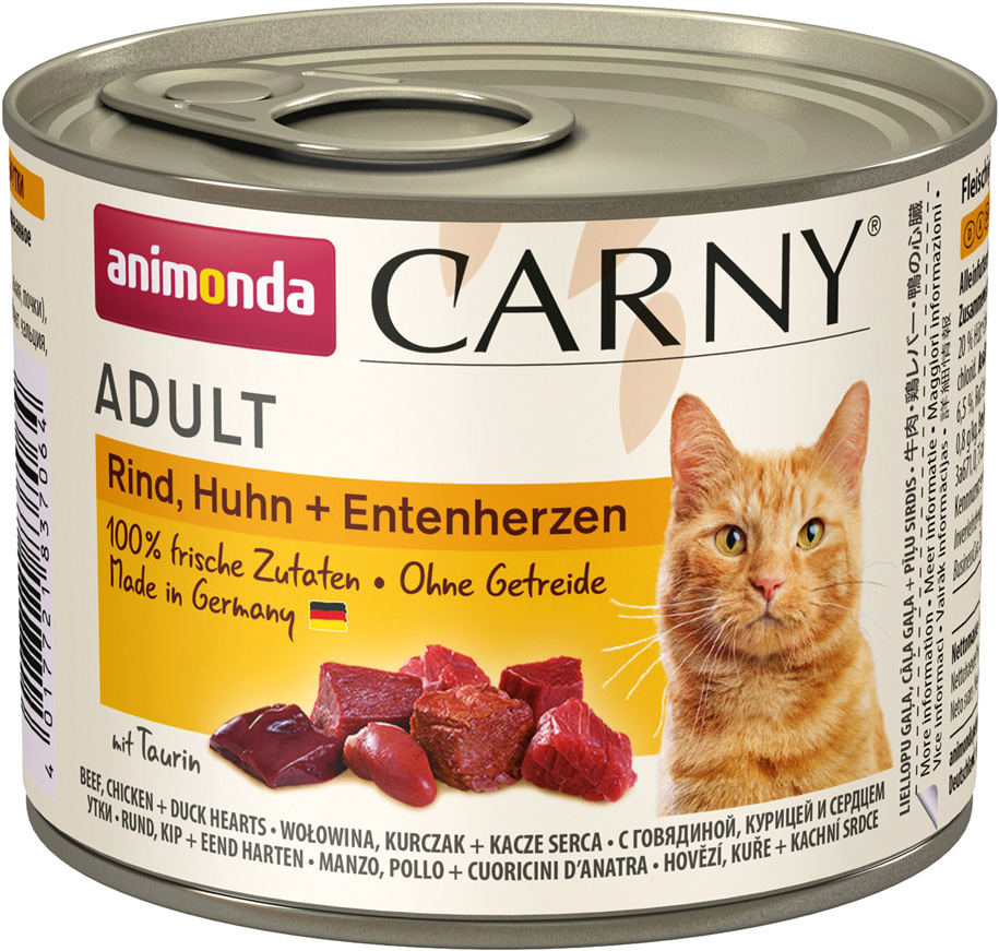 Animonda Carny - Adult Rind, Huhn + Entenherzen - 6 x 200 g - 1