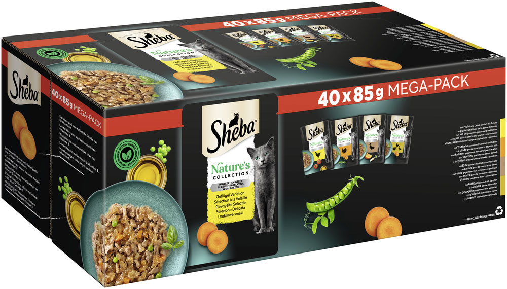 Sheba - Portionsbeutel Natures Collection in Gelee Geflügel - 1 x 40x85g - 2