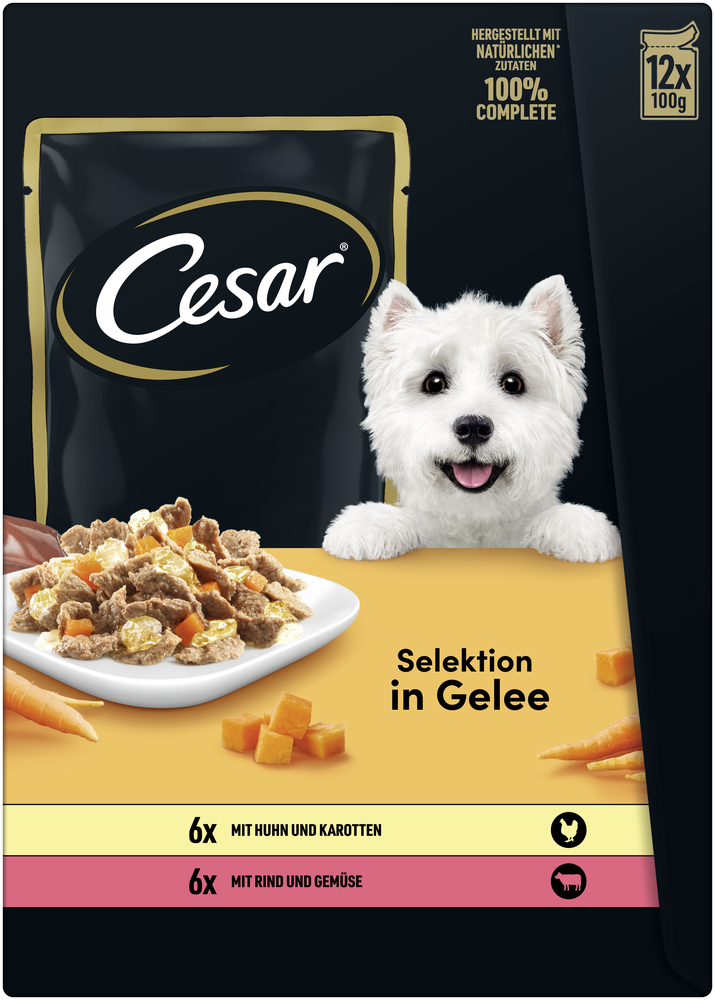 Cesar - Multipack in Gelee mit Fleisch & Gemüse - 1 x 12X100g - 4