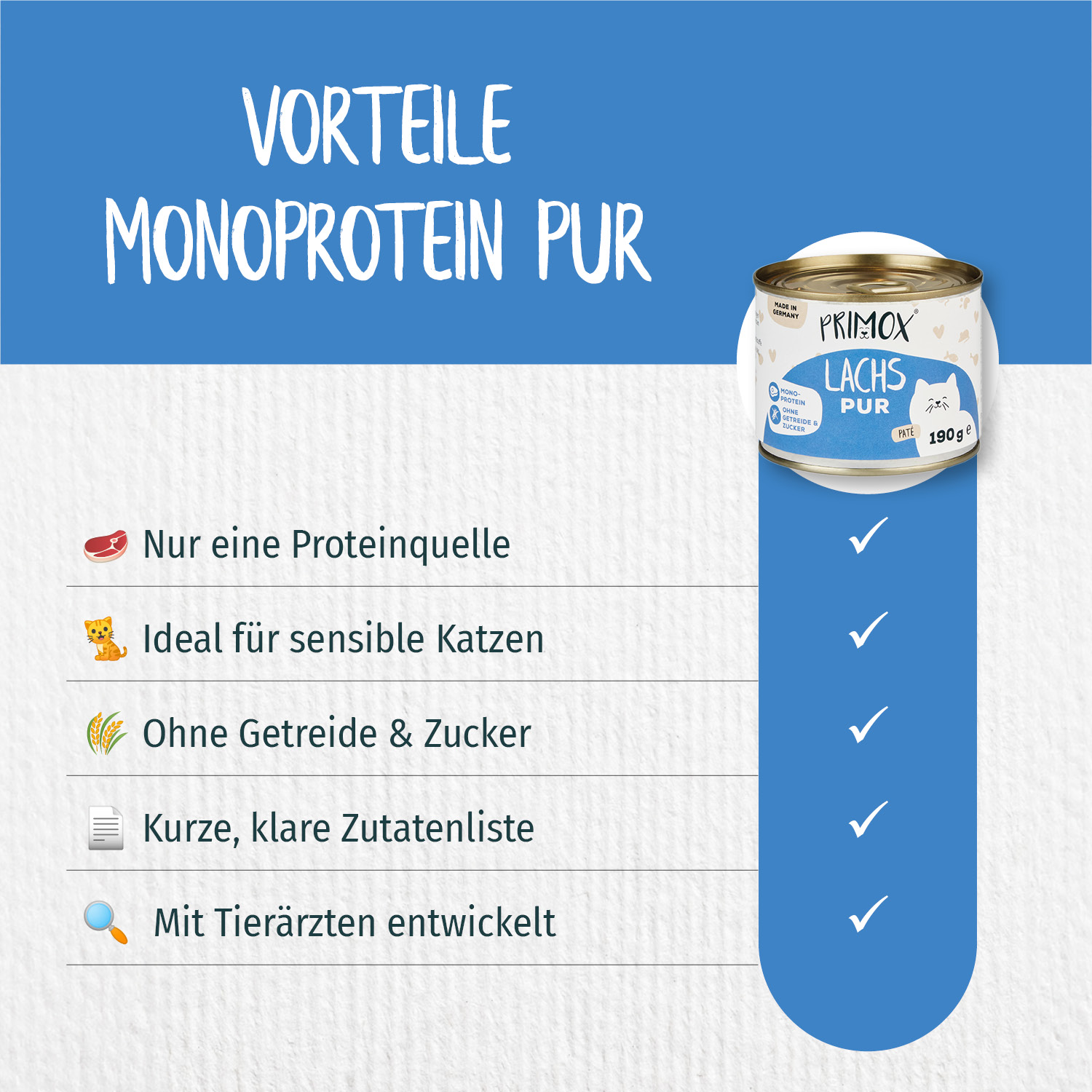 Primox - Katzenfutter Lachs Pur 6x190g - 6 x 190 g - 5