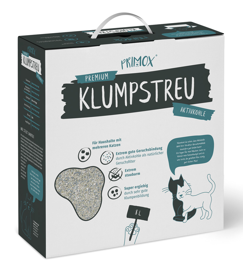 Primox - Premium Katzenstreu Aktivkohle  8 L - 1 x 8 Liter - 1