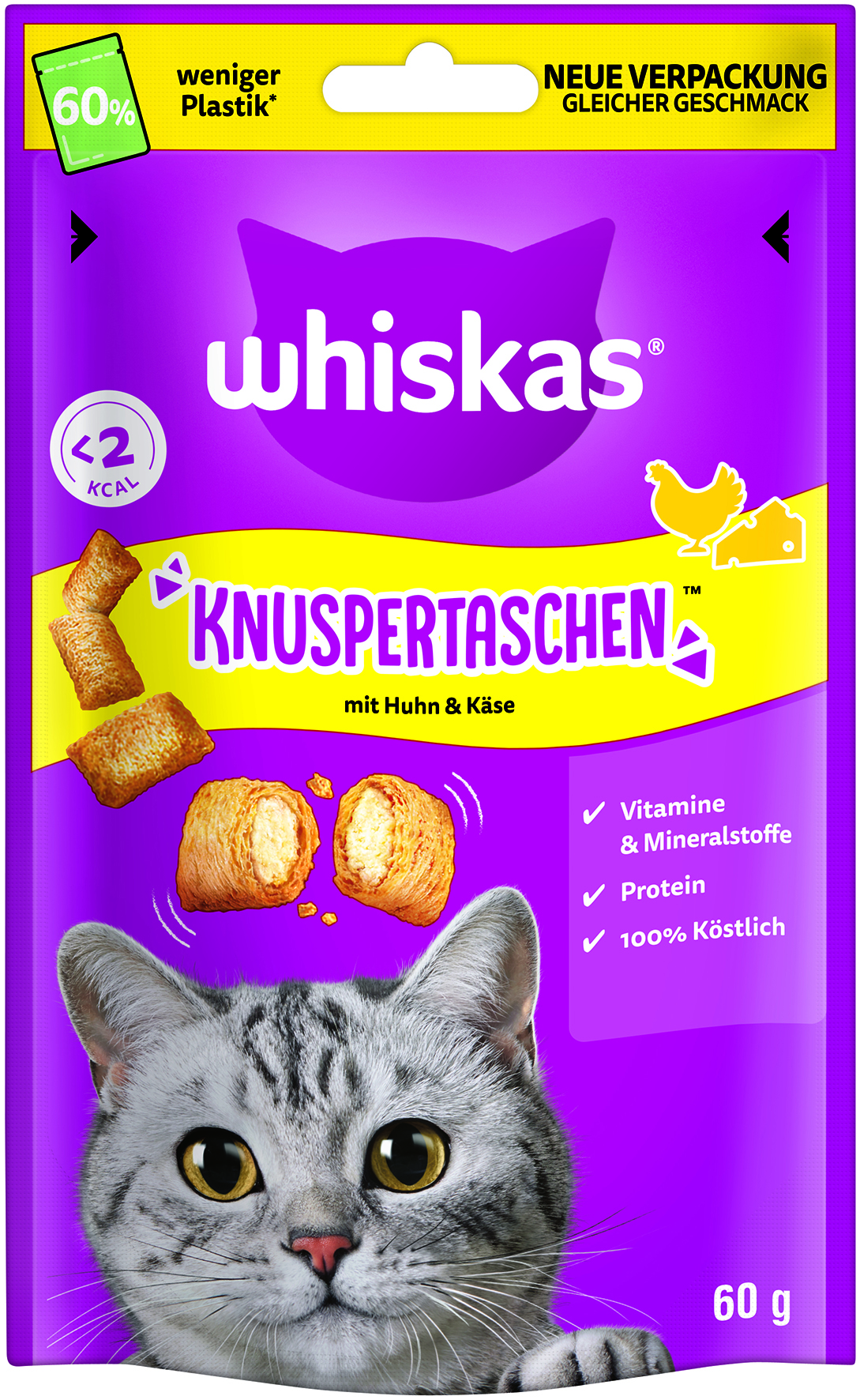 Whiskas - Knuspertaschen Huhn & Käse - 6 x 60 g - 1