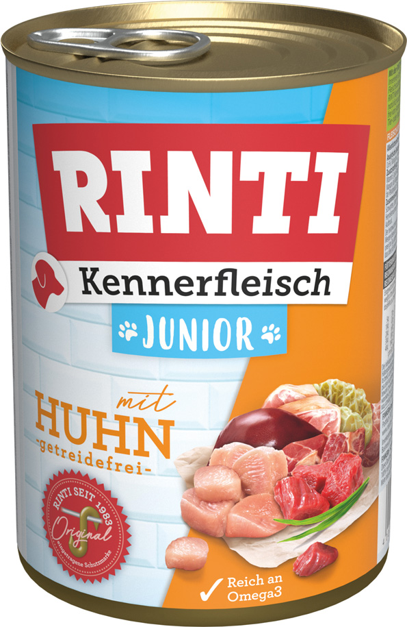 Rinti - Kennerfleisch Junior + Huhn - 12 x 400 g - 1