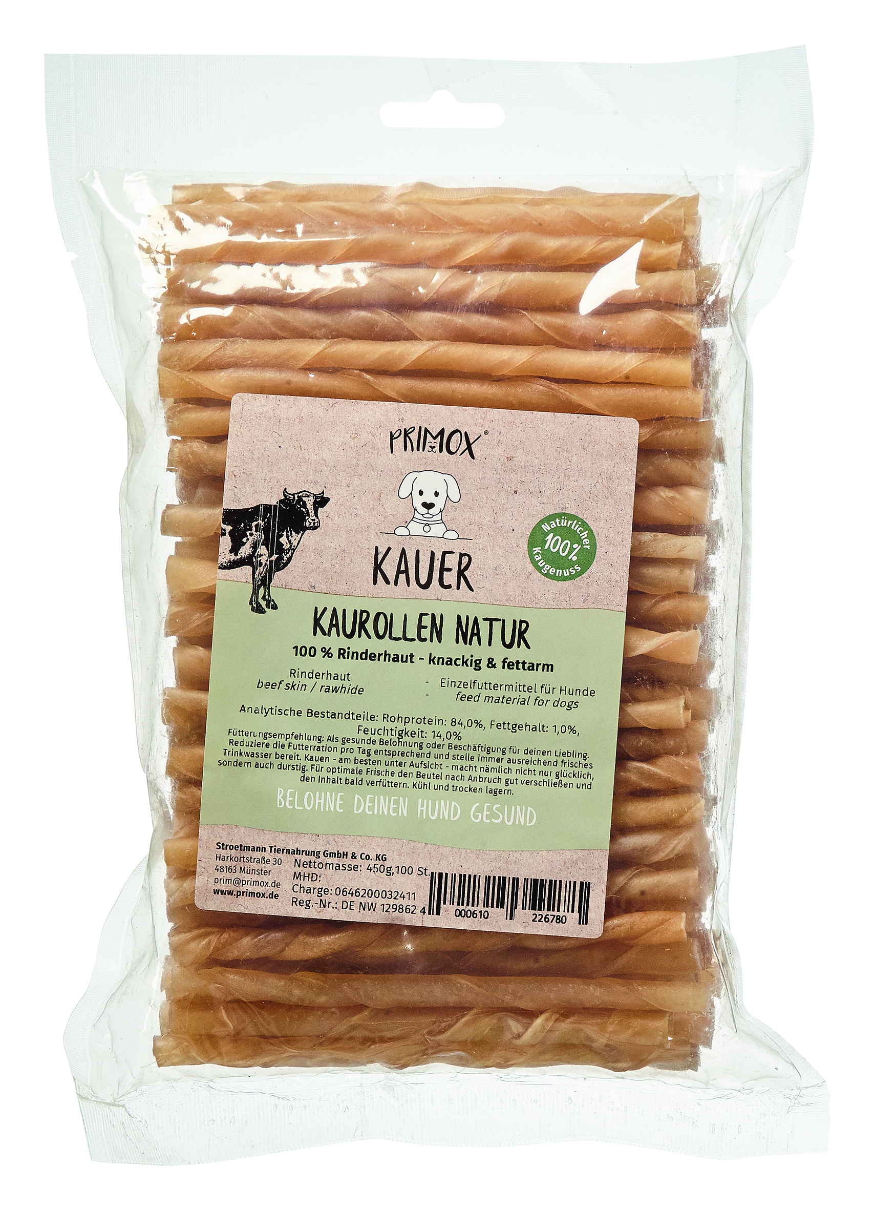 Kaurolle gedreht natur 7-8cm 450g