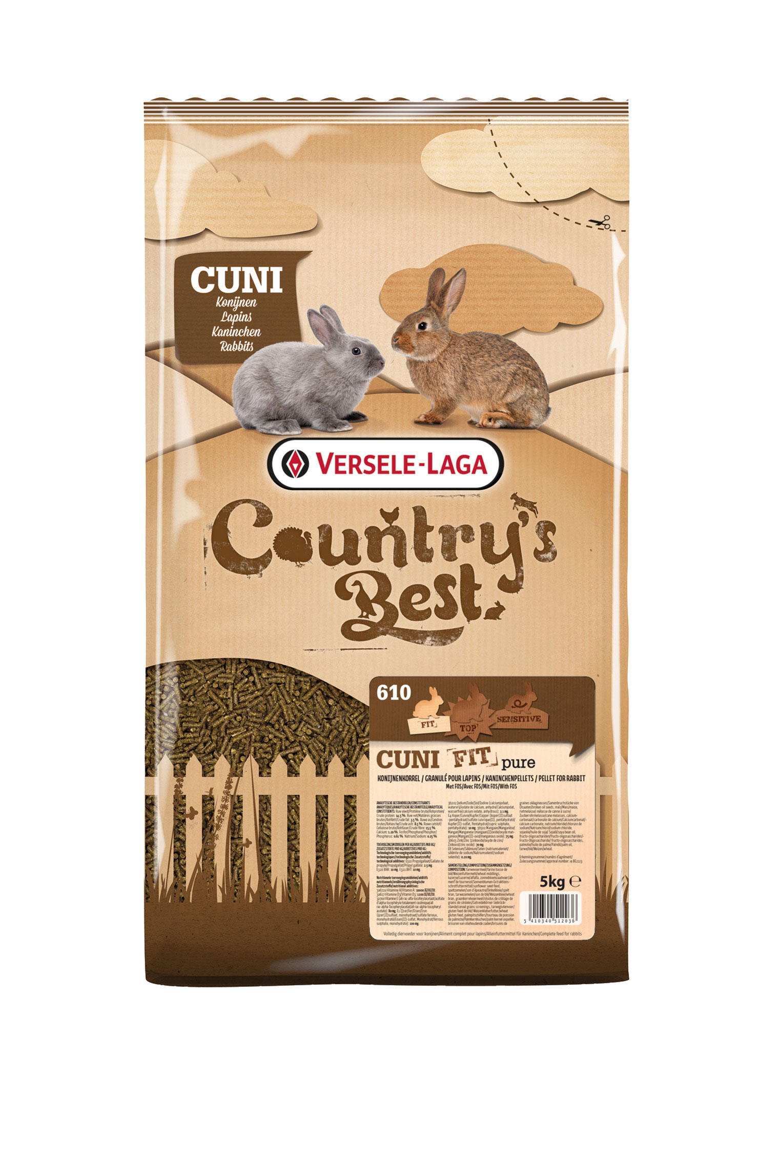 Versele-Laga - Cunifit Pure Countrys Best Kaninchenpellets - 1 x 5 kg - 1