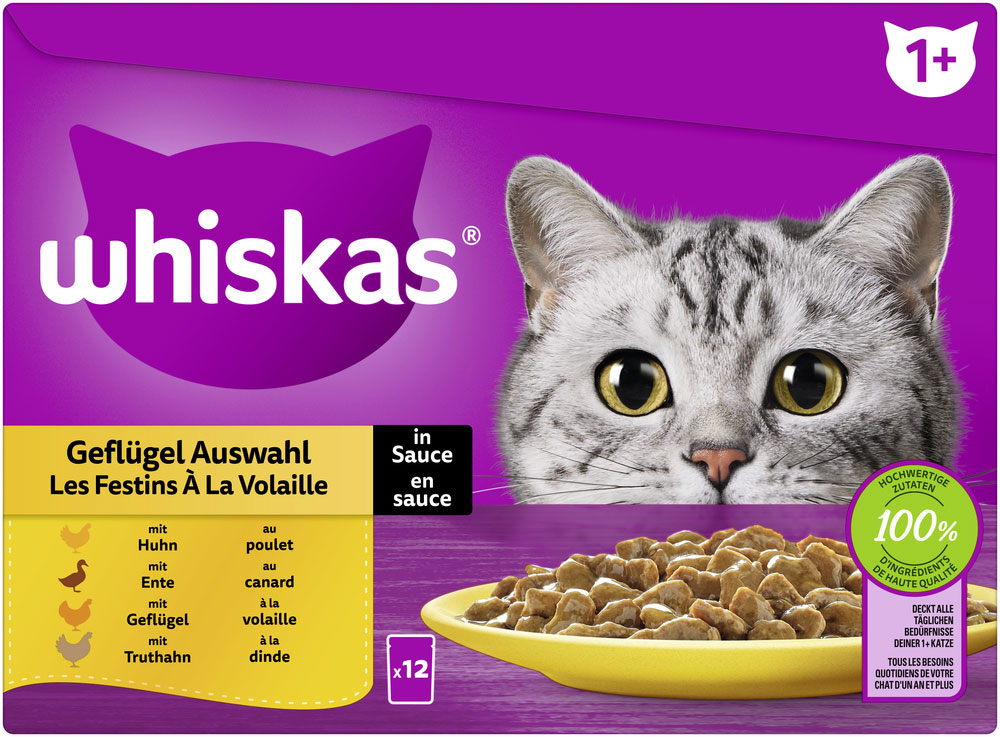 Whiskas Multipack 1+ Geflügel Auswahl in Sauce