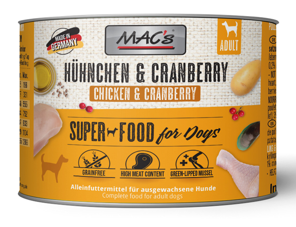 MAC´s - DOG Huhn & Cranberry - 6 x 200g - 1