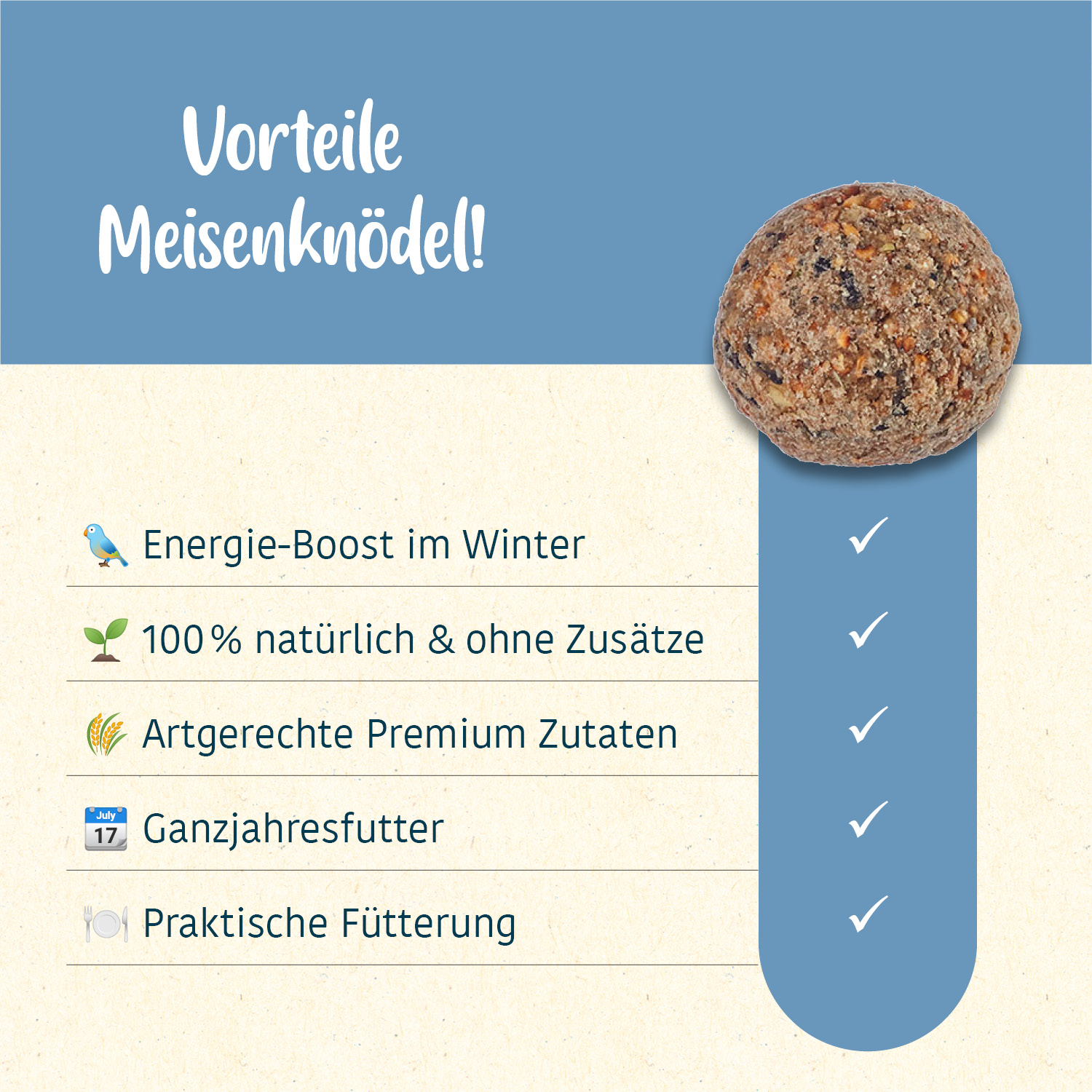 elles - Meisenknödel ohne Netz mit Insekten 6 Stück - 6 x 540 g - 2