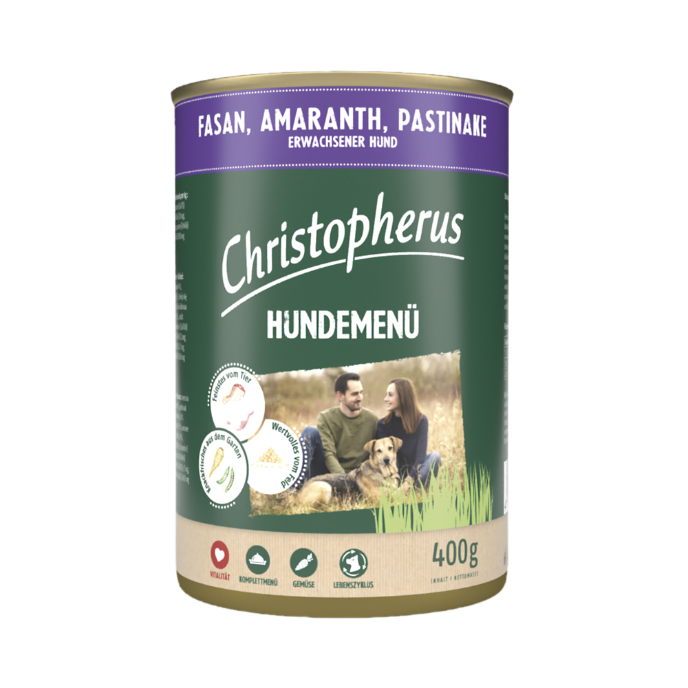 Hundemenü mit Fasan, Amaranth & Pastinake