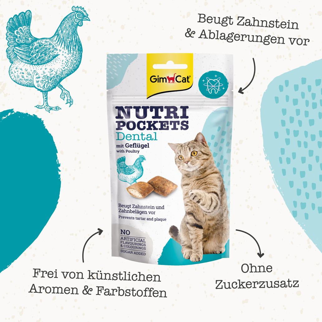 GimCat - Nutri Pocket Dental mit Geflügel - 1 x 60 g - 5