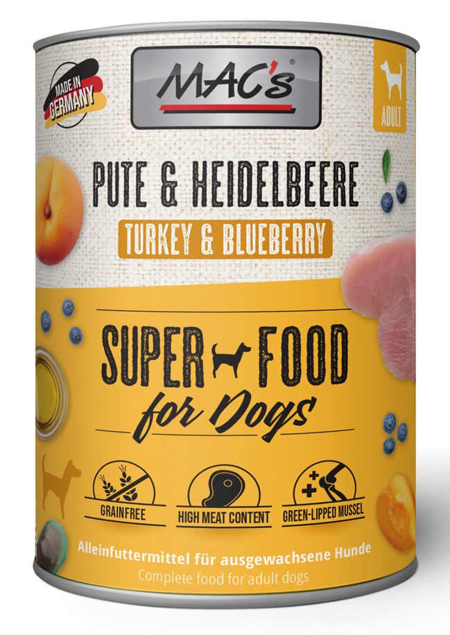 MAC´s - DOG Pute & Heidelbeere - 6 x 800 g - 1