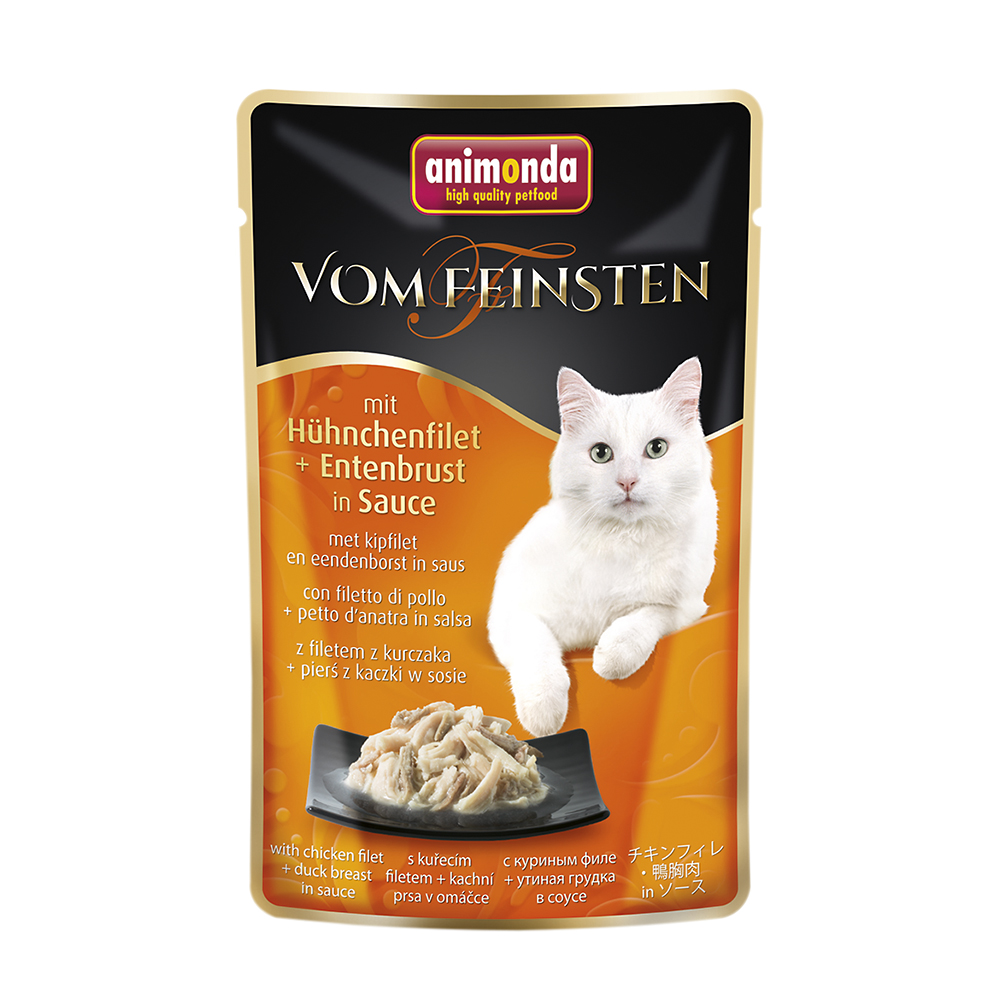 mit Hühnchenfilet + Entenbrust in Sauce