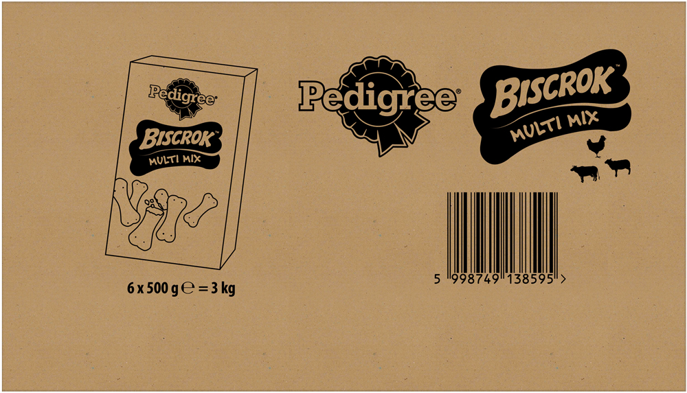 Pedigree - Biscrok in 3 Geschmacksrichtungen - 6 x 500g - 3