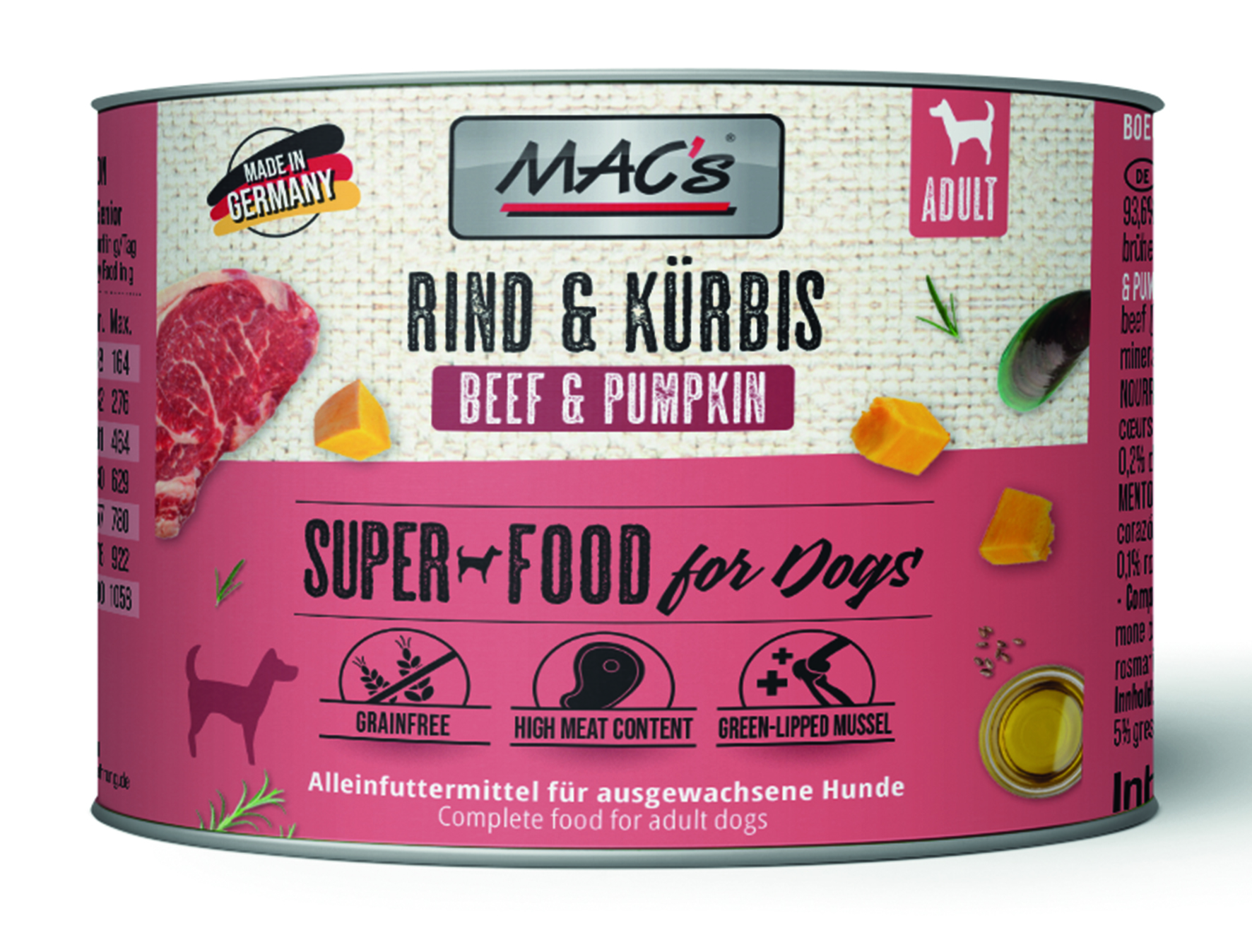 MAC´s - DOG Rind & Kürbis - 6 x 200 g - 1