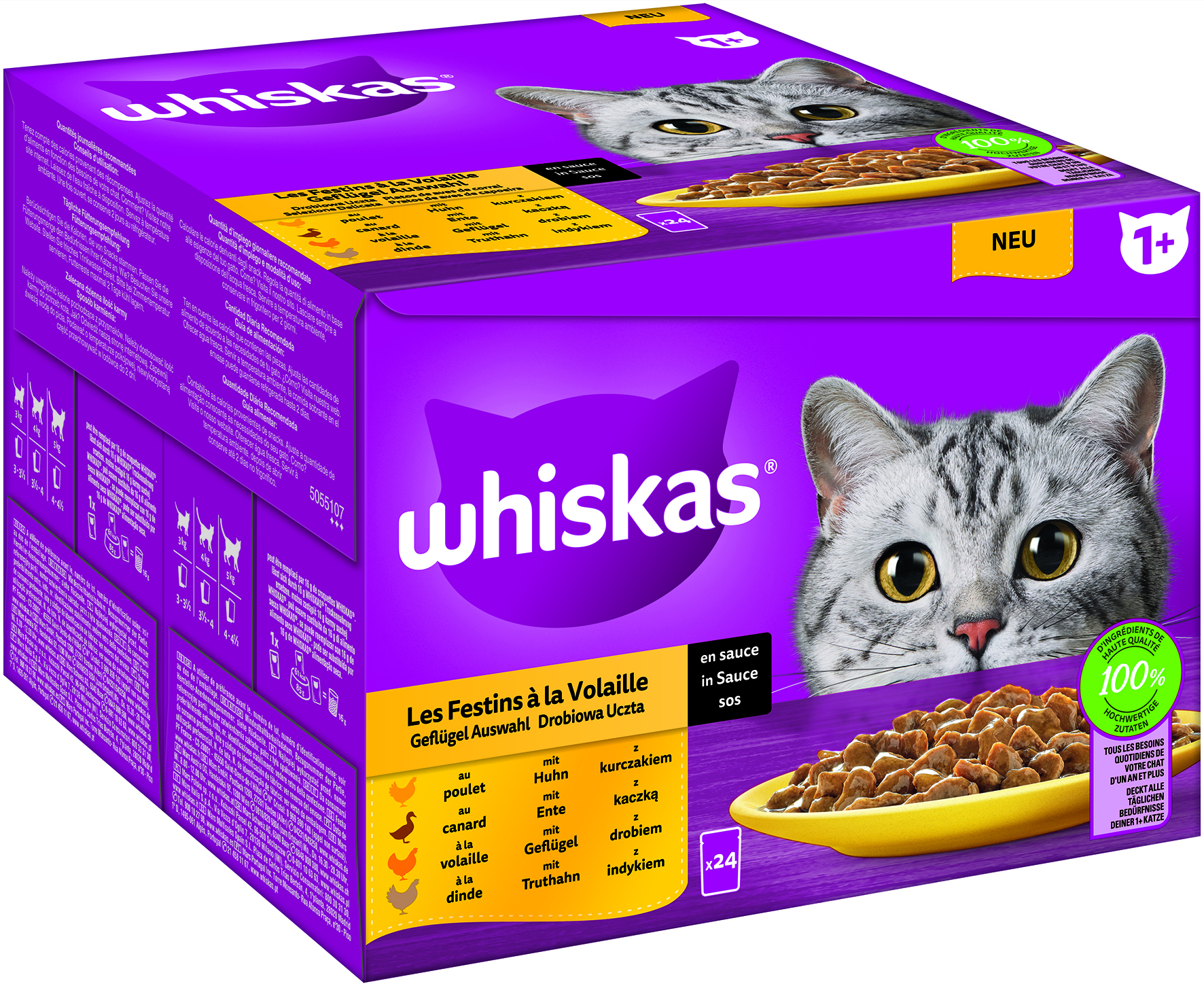 Whiskas - Whiskas Multipack 1+ Geflügel Auswahl in Sauce - 2 x 2040 g - 1