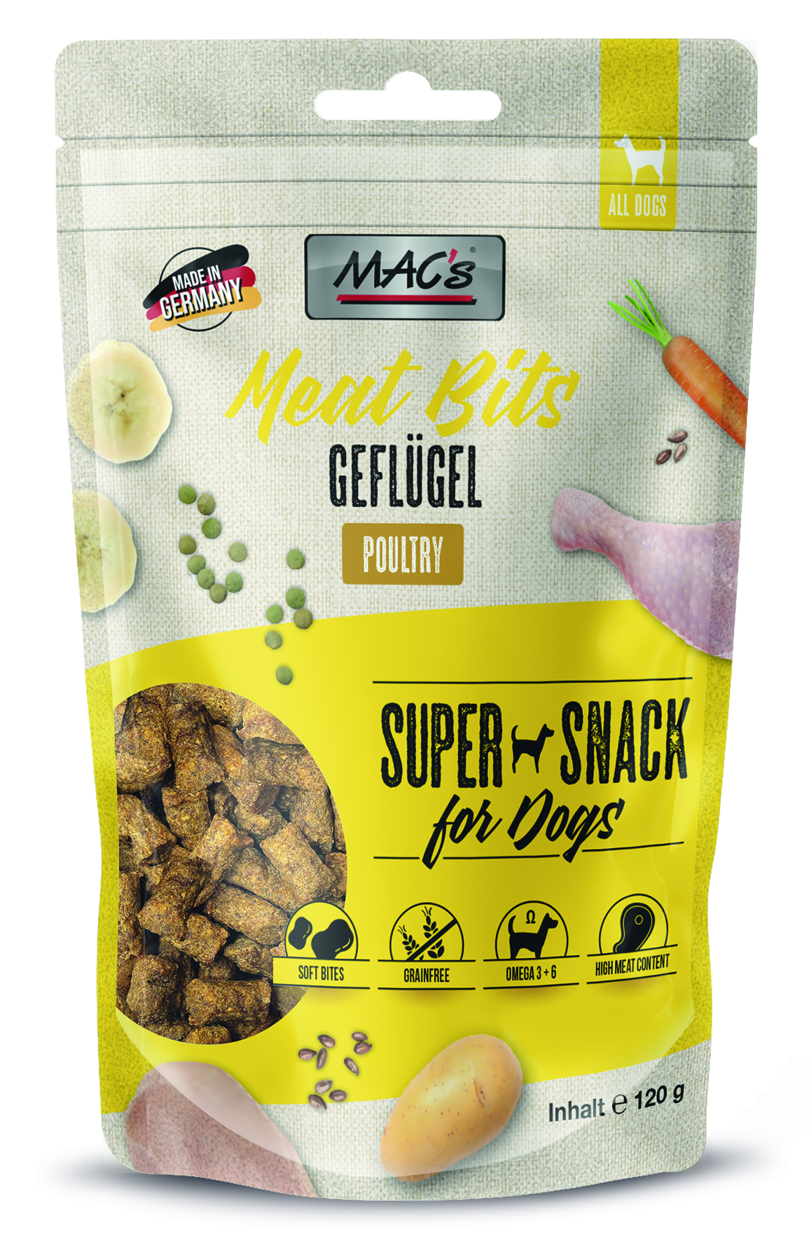 MAC´s - DOG Meat Bits Geflügel - 1 x 120 g - 1