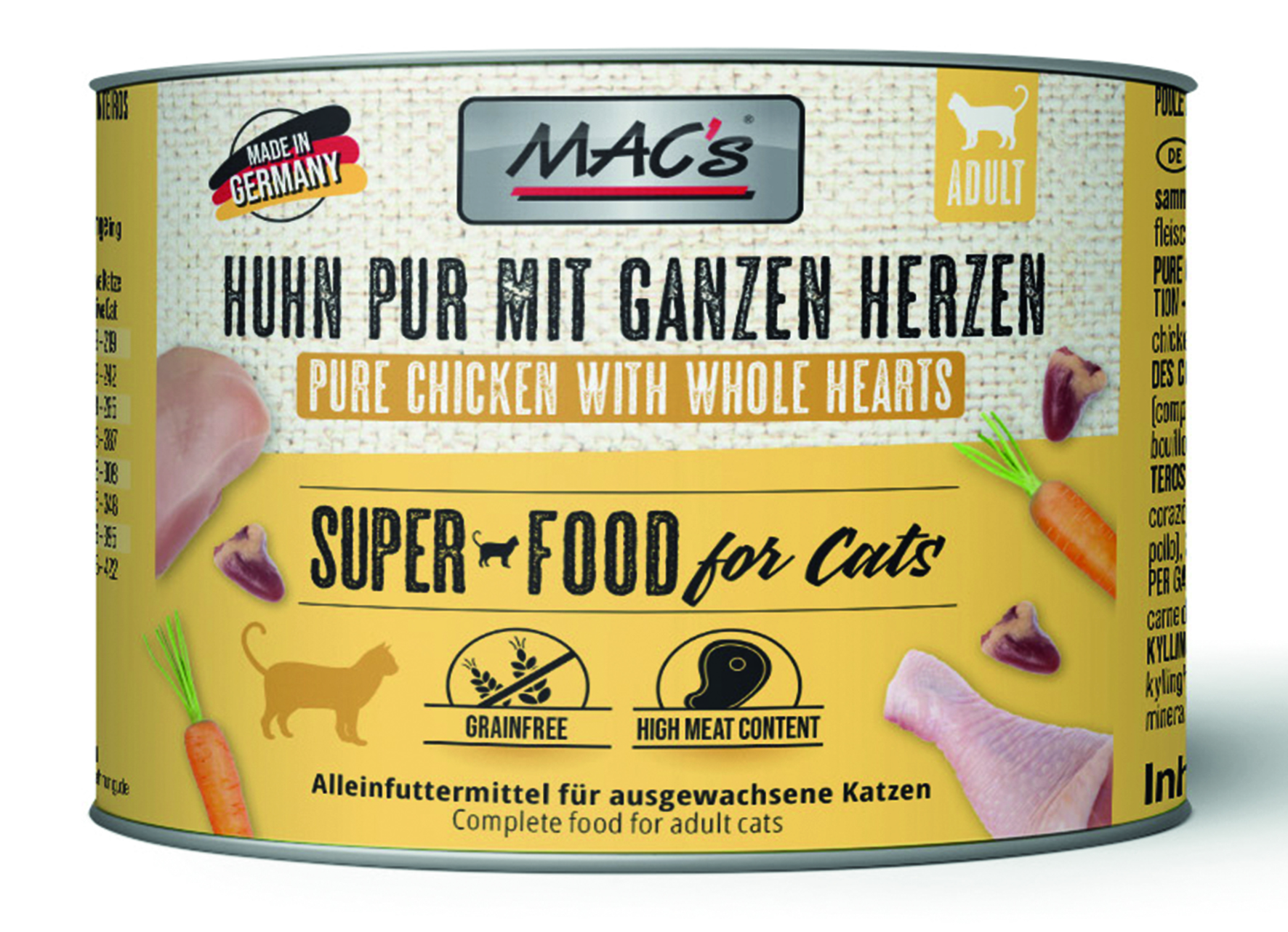 MAC´s - CAT Huhn PUR mit Geflügelherzen - 6 x 200 g - 1