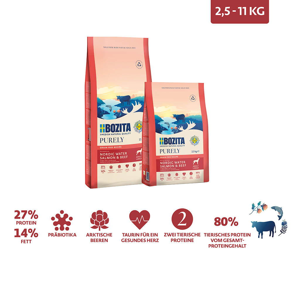 Bozita - Purley Adult groß Lachs & Rind - 1 x 11 kg - 2