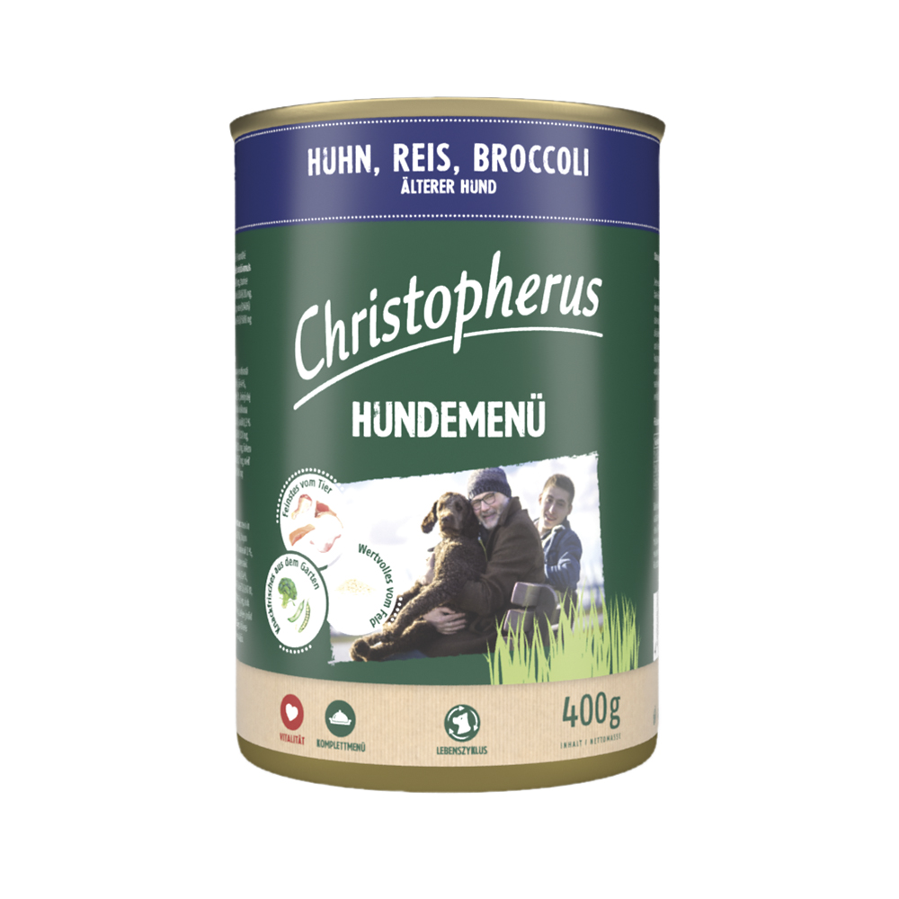 Hundemenü Senior - mit Huhn, Reis & Brokkoli
