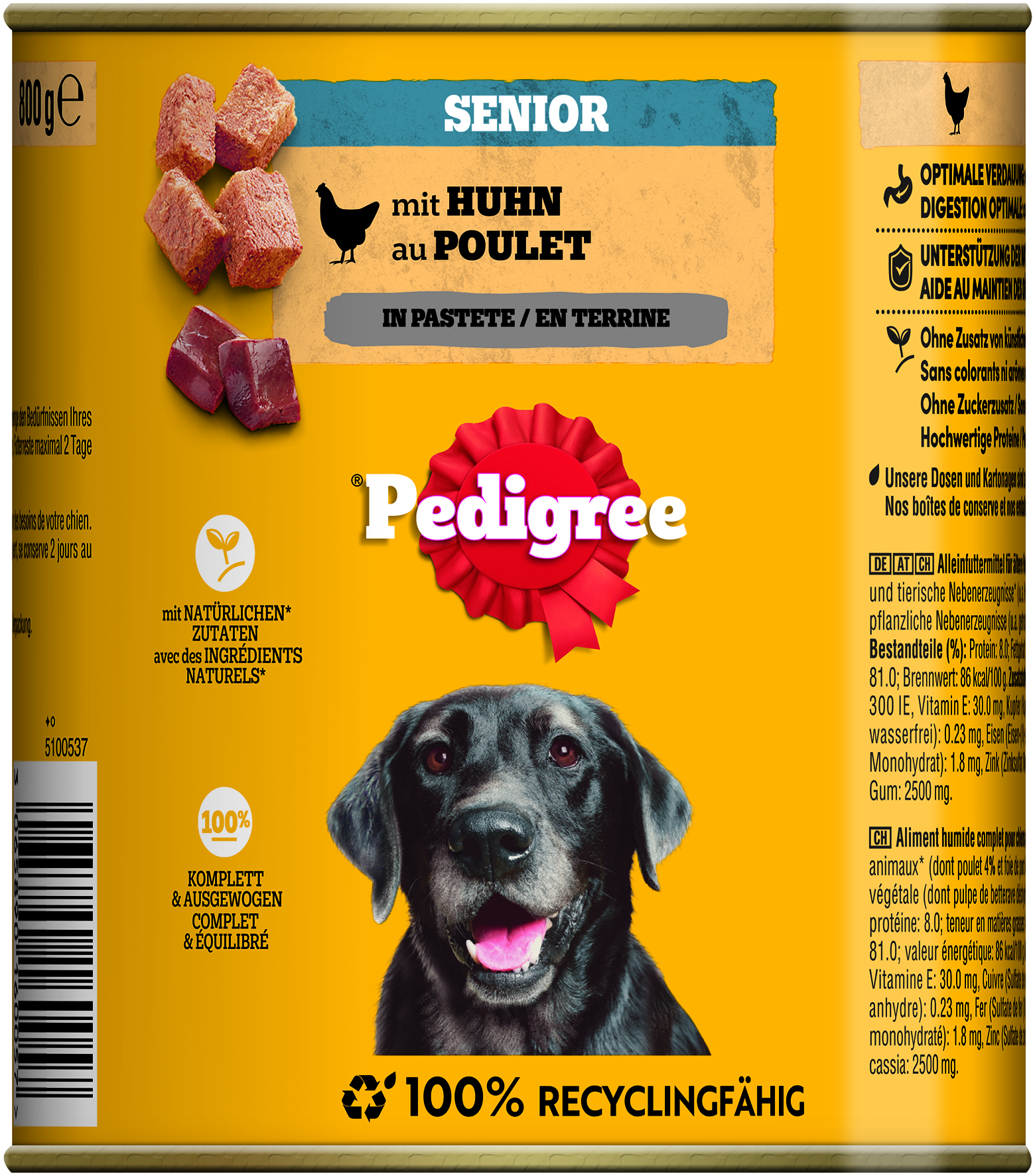 Pedigree - Senior Huhn in Pastete - 12 x 800 g - 1